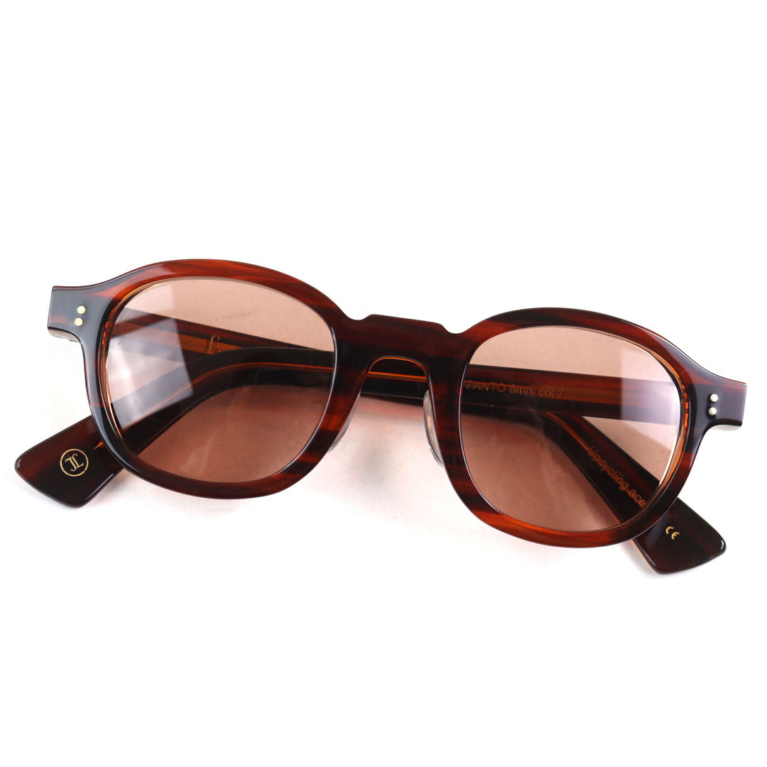 Excellent Lesca Lunetier sunglasses BRUT PANTO 0.3"" Brown acetate mens