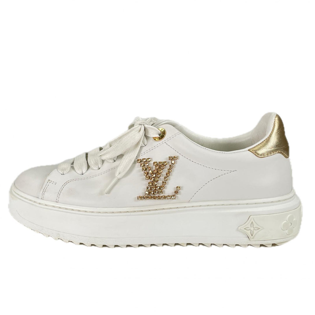 Great LOUIS VUITTON sneakers Timeout line LV rhinestone embellishment white