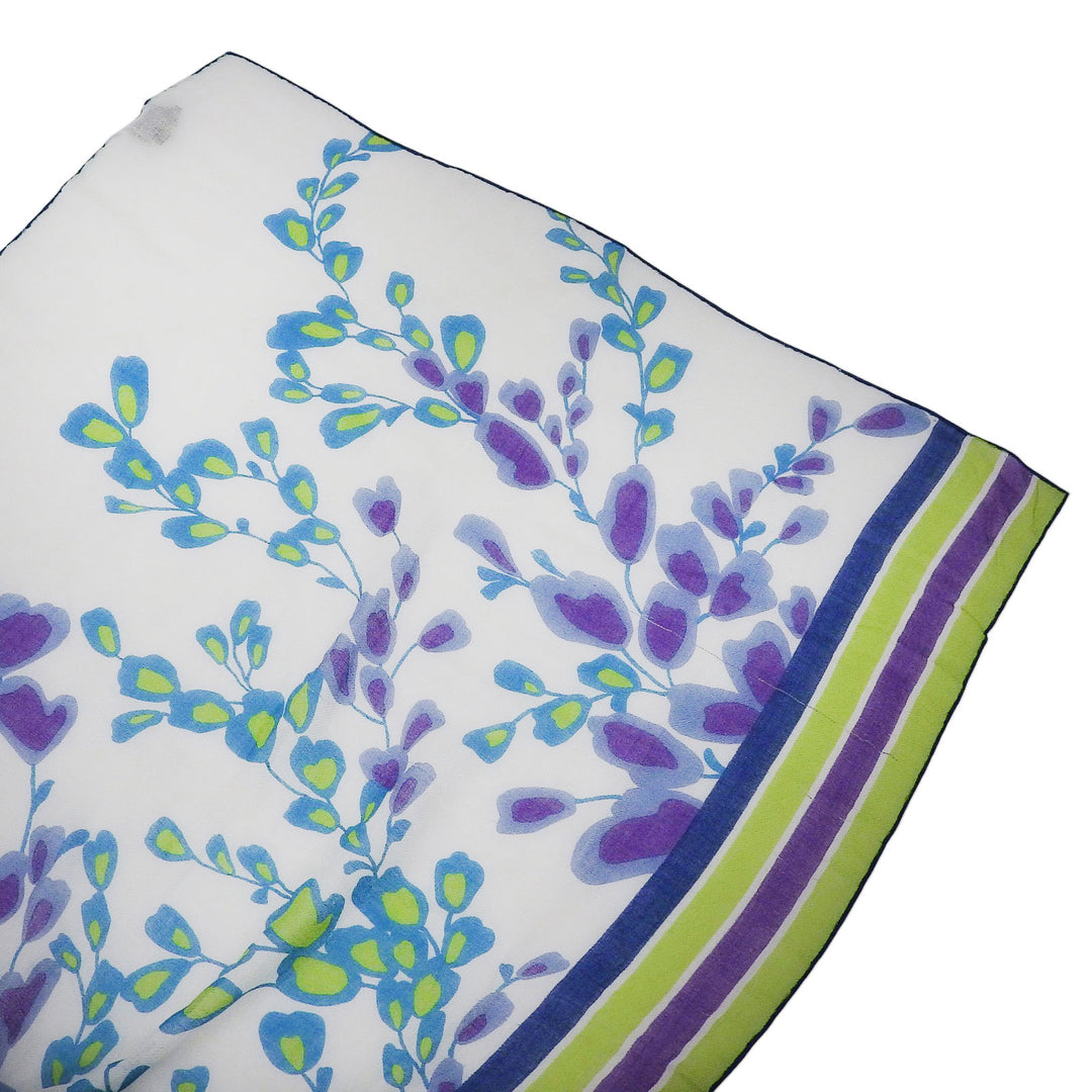 Very Good Loro Piana Stall Floral logo scarf White Blue Green cashmere Women