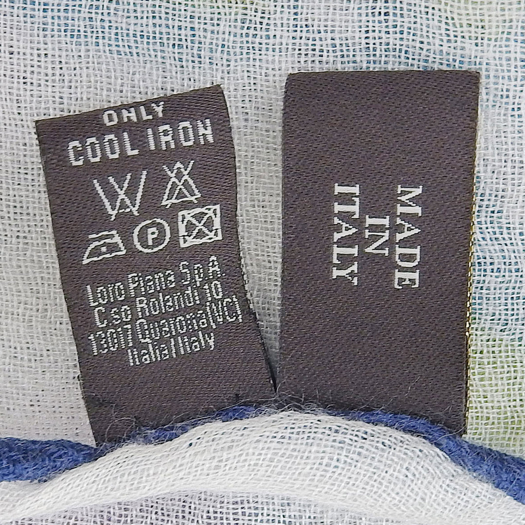 Very Good Loro Piana Stall Floral logo scarf White Blue Green cashmere Women