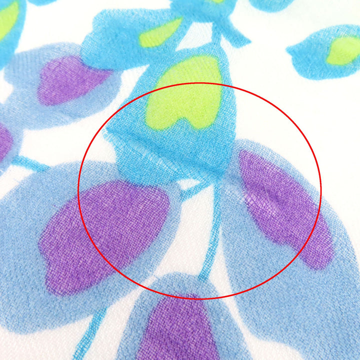 Very Good Loro Piana Stall Floral logo scarf White Blue Green cashmere Women