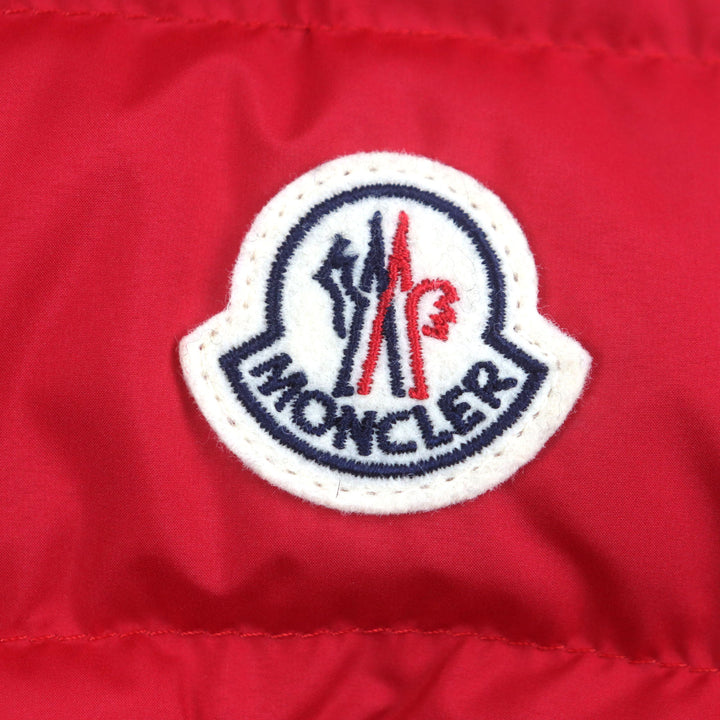 Excellent MONCLER Down vest Hooded with patch Double zip-up Red polyester mens 2