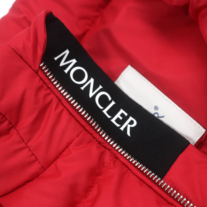 Excellent MONCLER Down vest Hooded with patch Double zip-up Red polyester mens 2