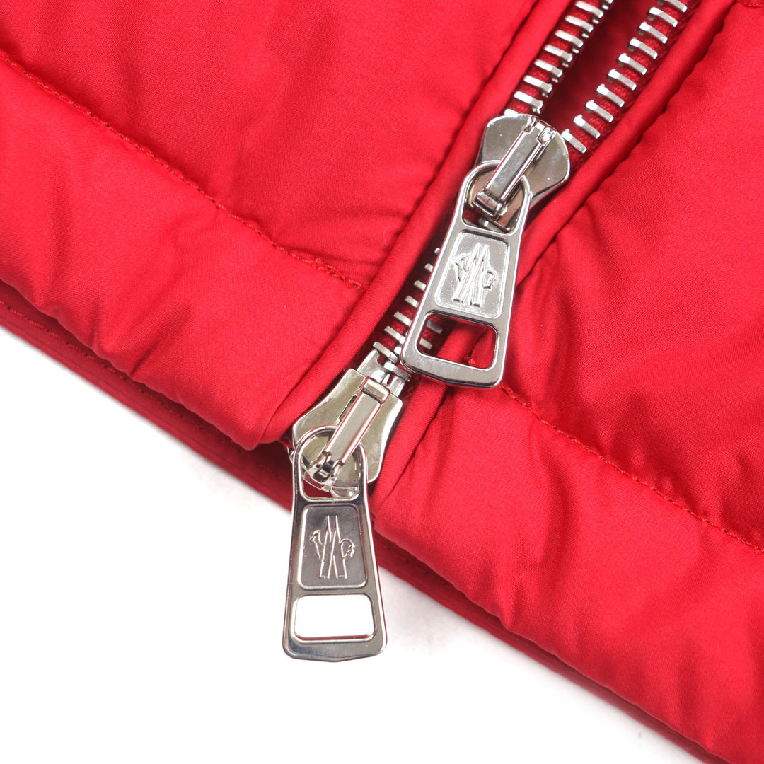 Excellent MONCLER Down vest Hooded with patch Double zip-up Red polyester mens 2