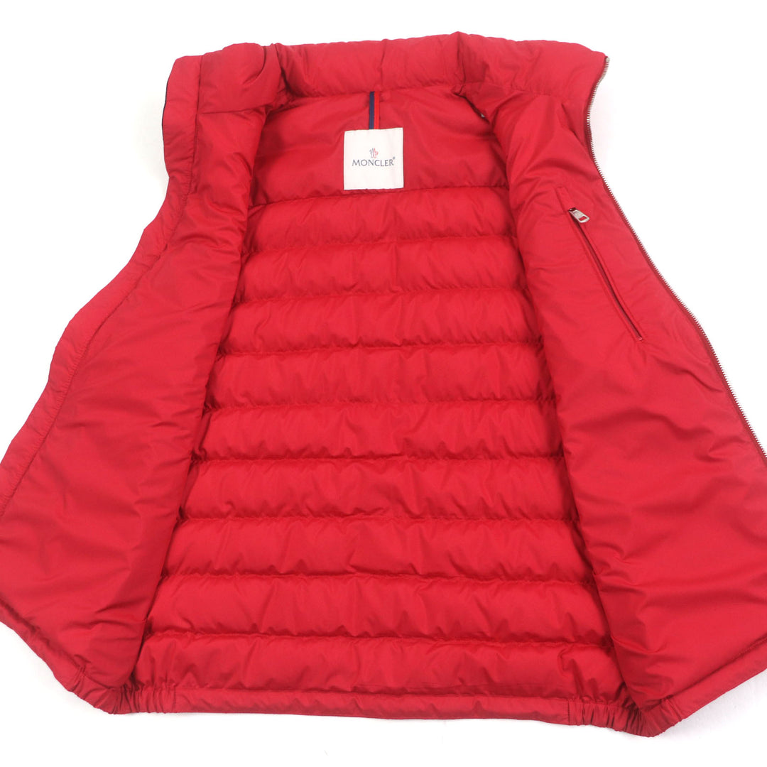 Excellent MONCLER Down vest Hooded with patch Double zip-up Red polyester mens 2