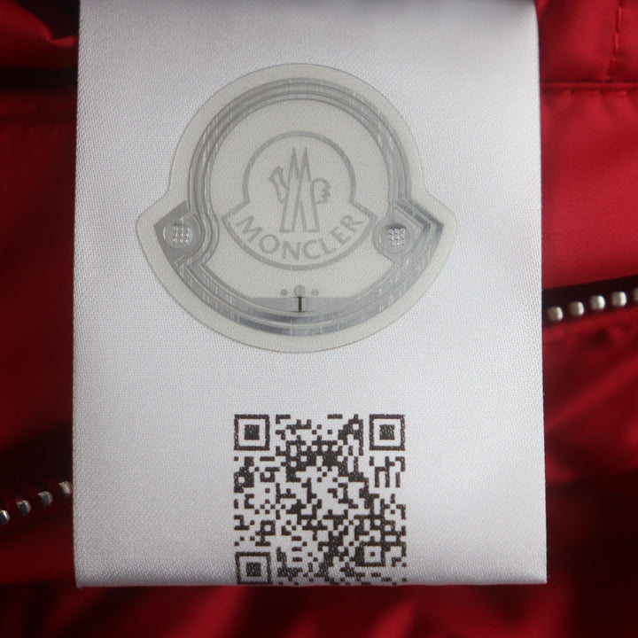 Excellent MONCLER Down vest Hooded with patch Double zip-up Red polyester mens 2