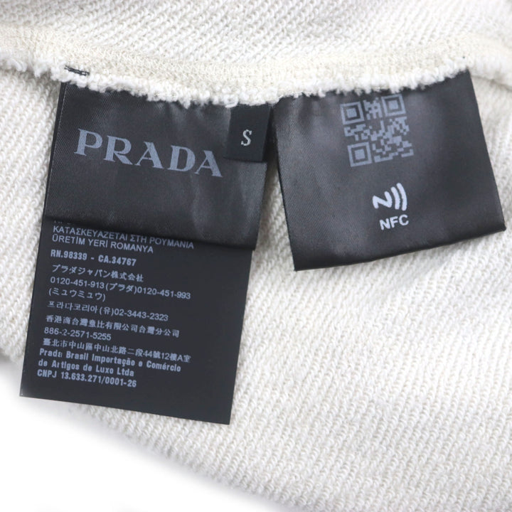 Great PRADA hoodie Logo Embroidered Hoodie Pullover Light gray cotton mens S UJL24B