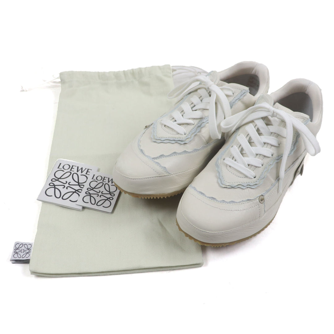 Excellent LOEWE sneakers Deconstructed White light blue leather mens 40 592301