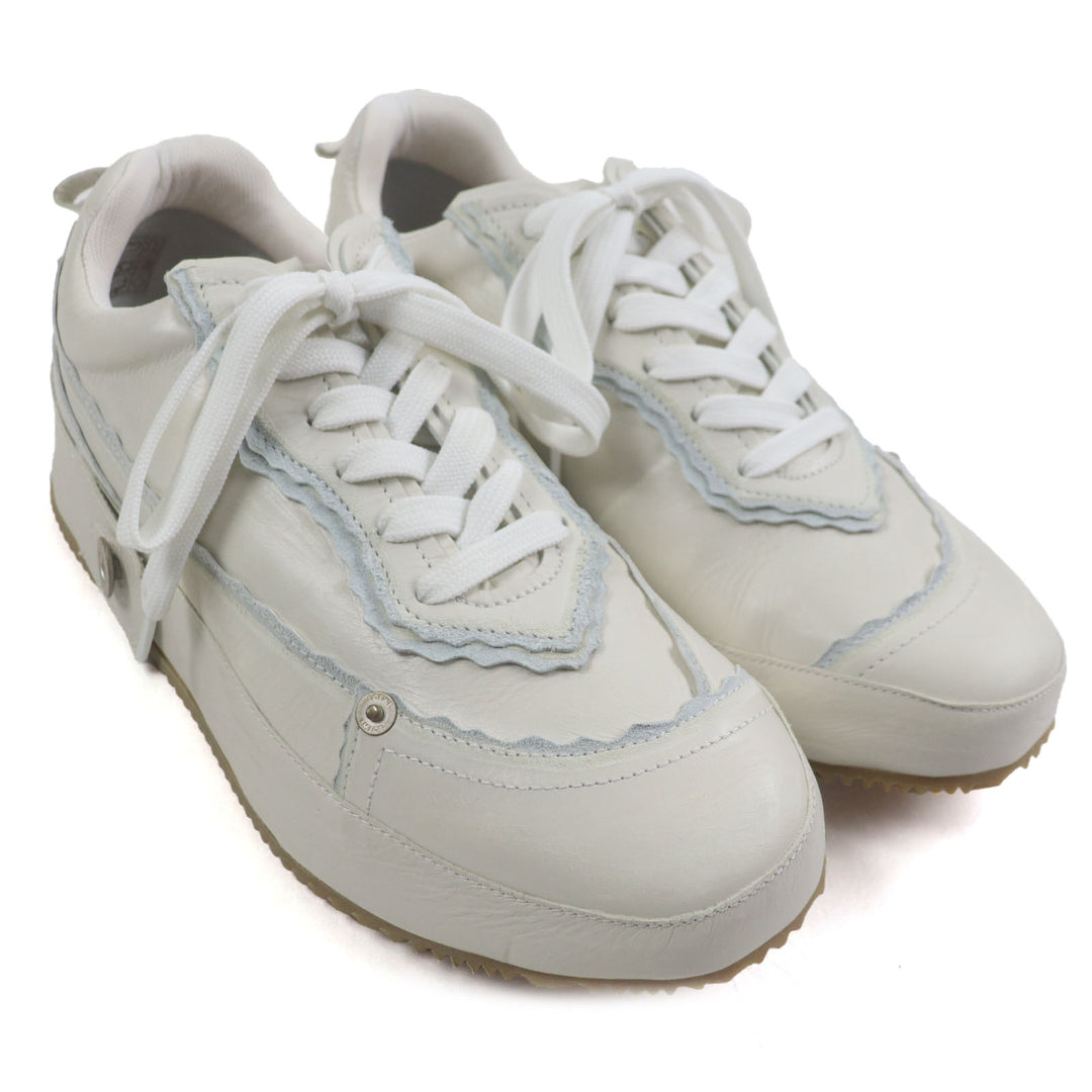 Excellent LOEWE sneakers Deconstructed White light blue leather mens 40 592301