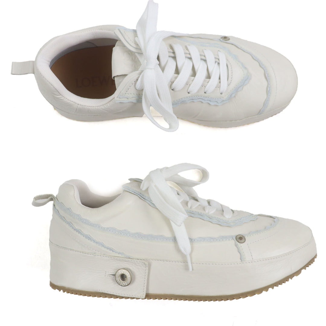 Excellent LOEWE sneakers Deconstructed White light blue leather mens 40 592301