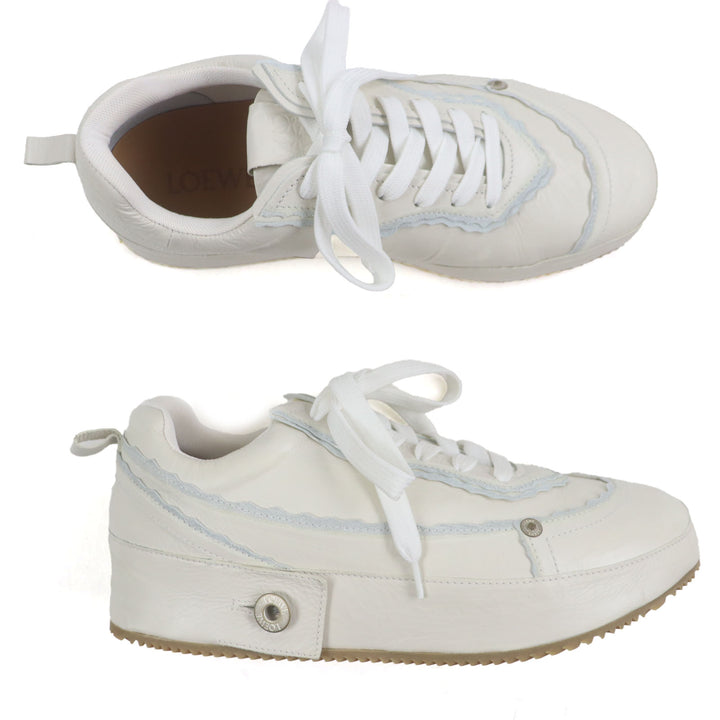 Excellent LOEWE sneakers Deconstructed White light blue leather mens 40 592301