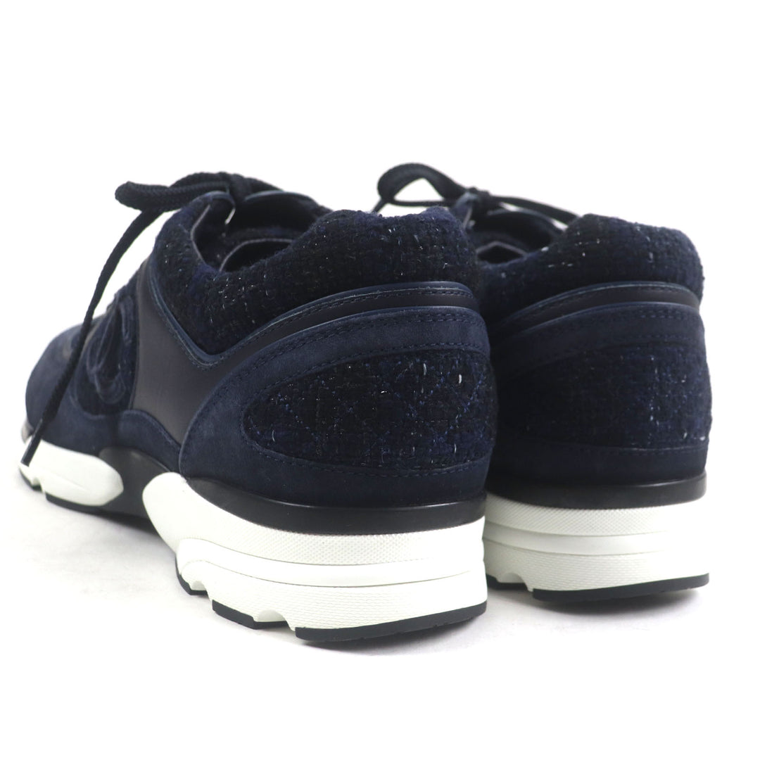 CHANEL sneakers COCO Mark Tweed Navy canvas mens 43 G39068