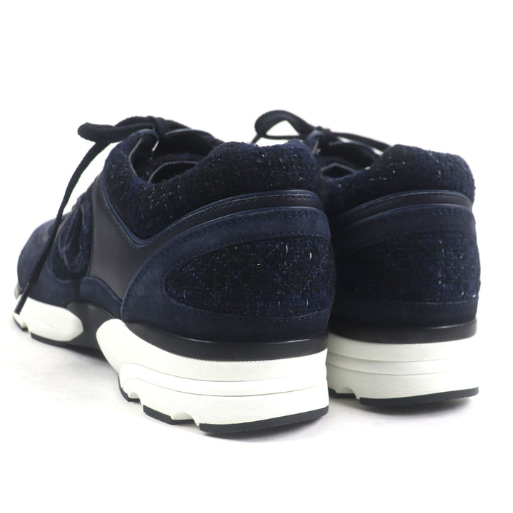 CHANEL sneakers COCO Mark Tweed Navy canvas mens 43 G39068