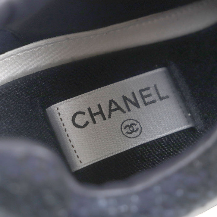 CHANEL sneakers COCO Mark Tweed Navy canvas mens 43 G39068