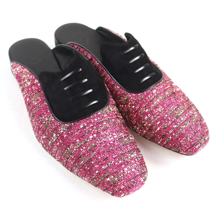 Pristine HOSOO Textile and leather combination room shoes Suede leather mens