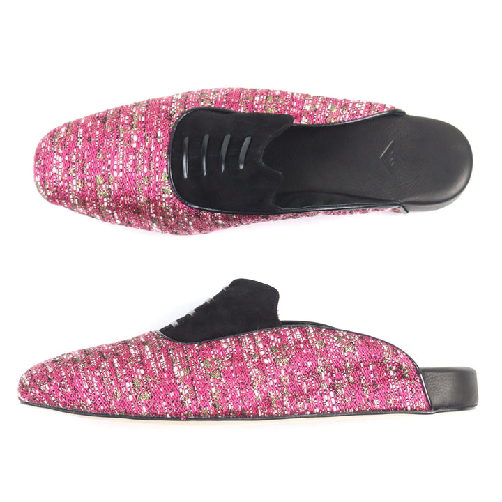 Pristine HOSOO Textile and leather combination room shoes Suede leather mens