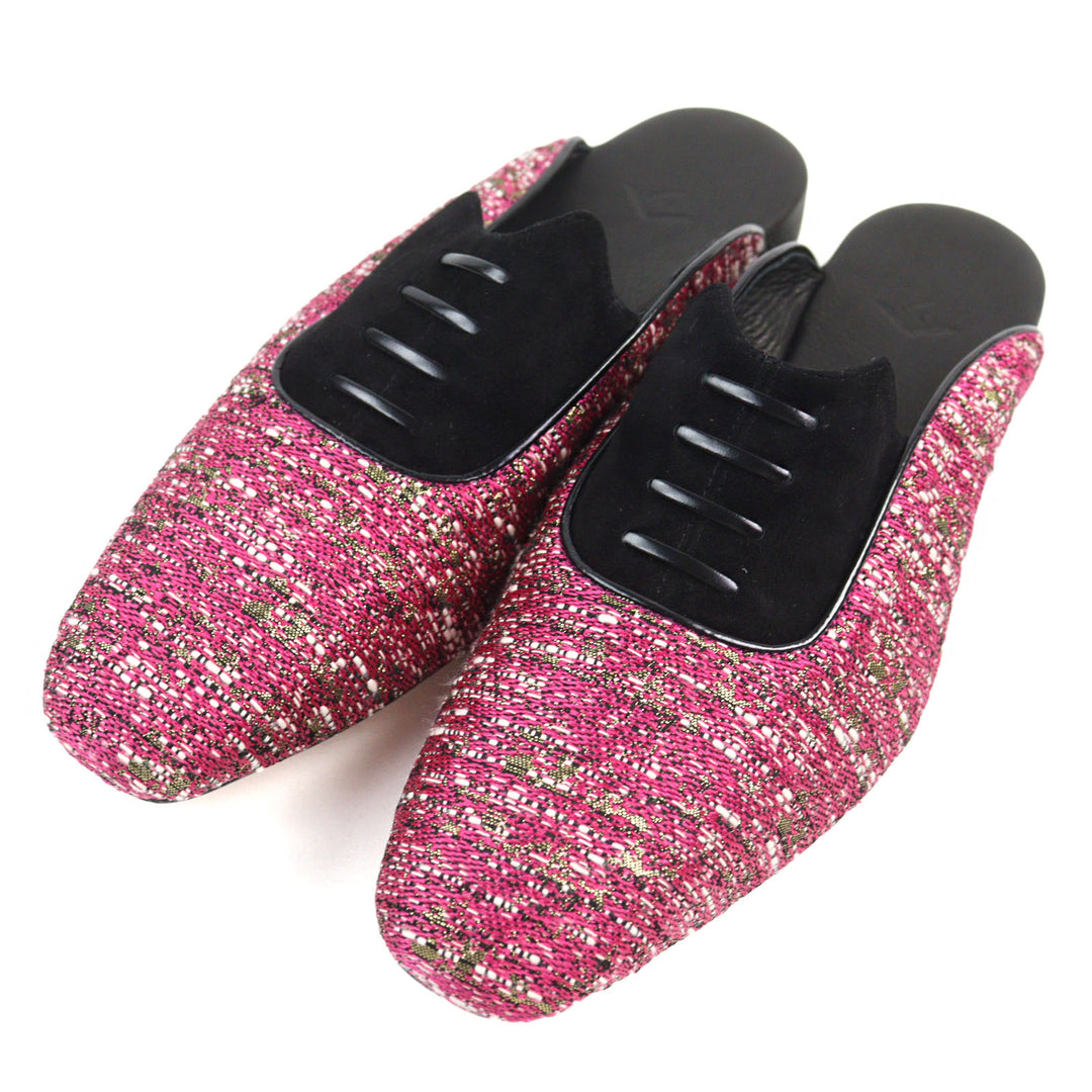 Pristine HOSOO Textile and leather combination room shoes Suede leather mens