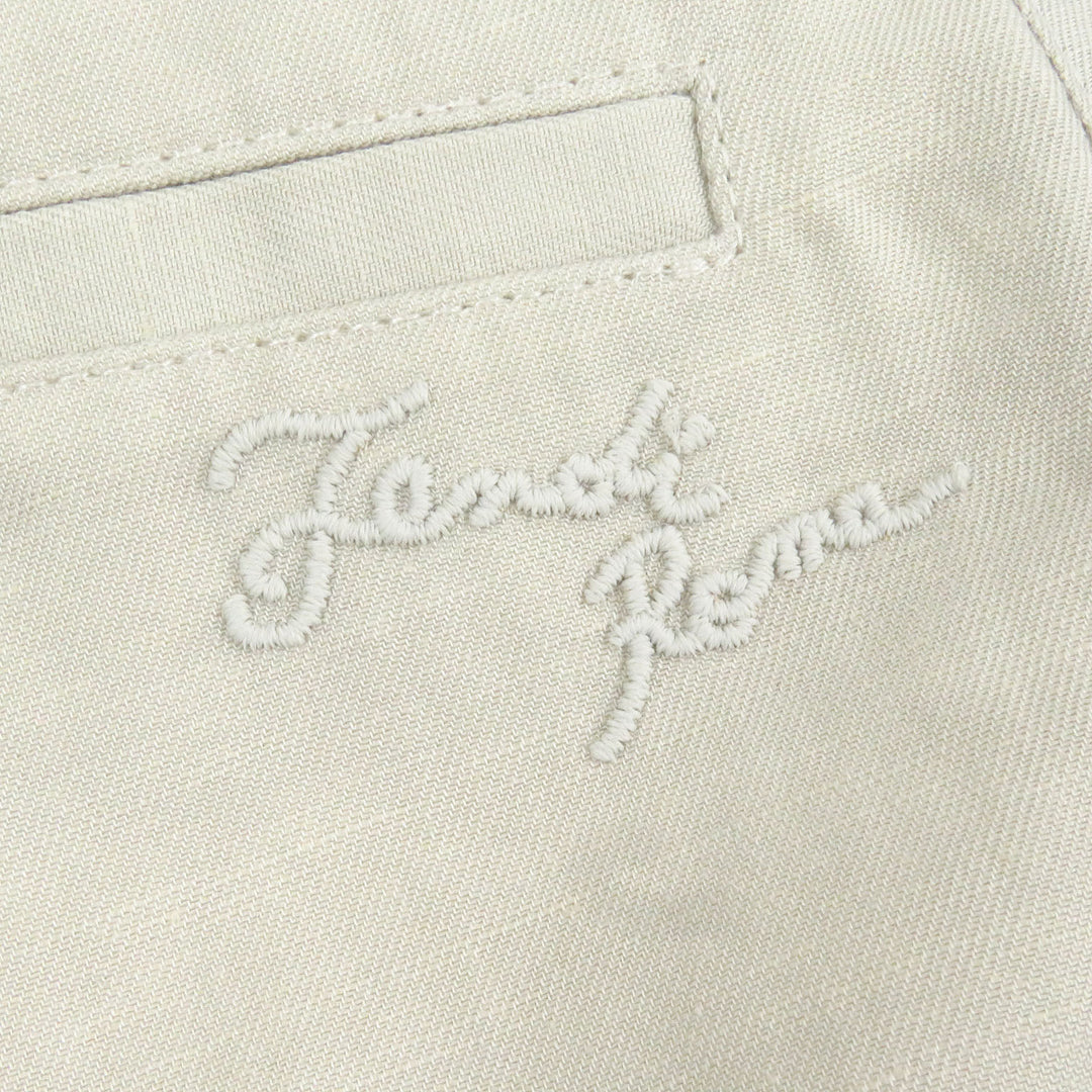 Excellent FENDI Pants logo embroidered short Kinari linen mens 50 FB0779
