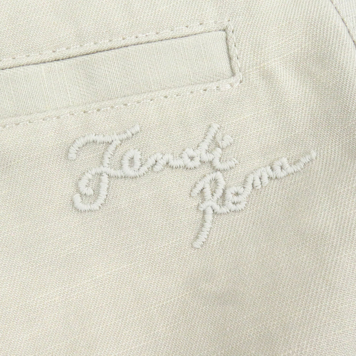 Excellent FENDI Pants logo embroidered short Kinari linen mens 50 FB0779