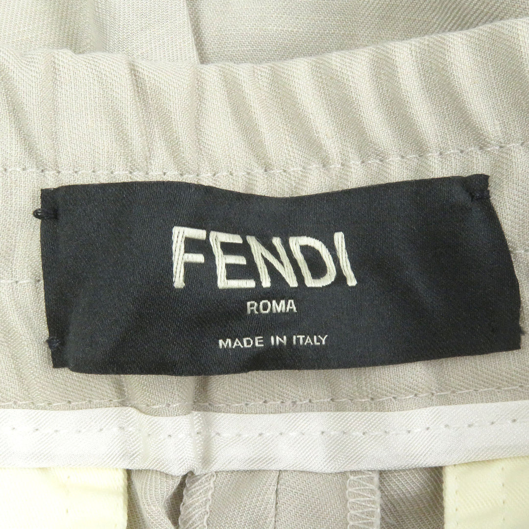 Excellent FENDI Pants logo embroidered short Kinari linen mens 50 FB0779