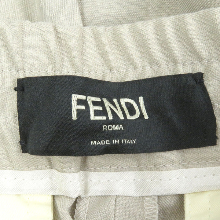 Excellent FENDI Pants logo embroidered short Kinari linen mens 50 FB0779
