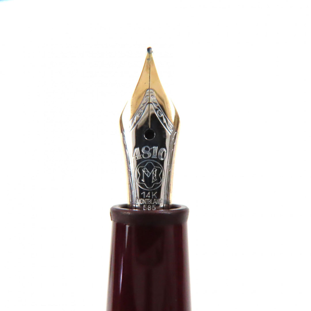 Great MONTBLANC fountain pen Meisterstck Classic white star Bordeaux gold 14K mens