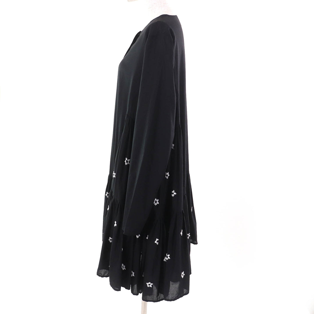 Excellent Merlette one piece Flower Beads Crew Neck Long Sleeve black M