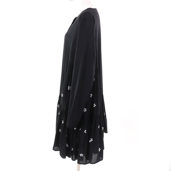 Excellent Merlette one piece Flower Beads Crew Neck Long Sleeve black M