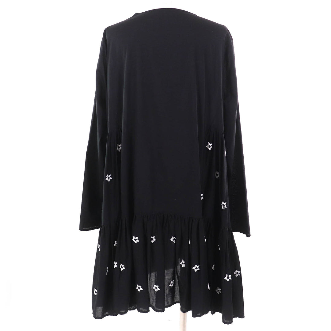 Excellent Merlette one piece Flower Beads Crew Neck Long Sleeve black M