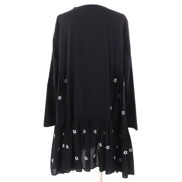 Excellent Merlette one piece Flower Beads Crew Neck Long Sleeve black M