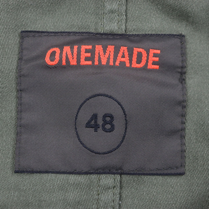 Great ONE MADE Mod coat Kurt Cobain handmade hooded zip up vintage khaki cotton mens L