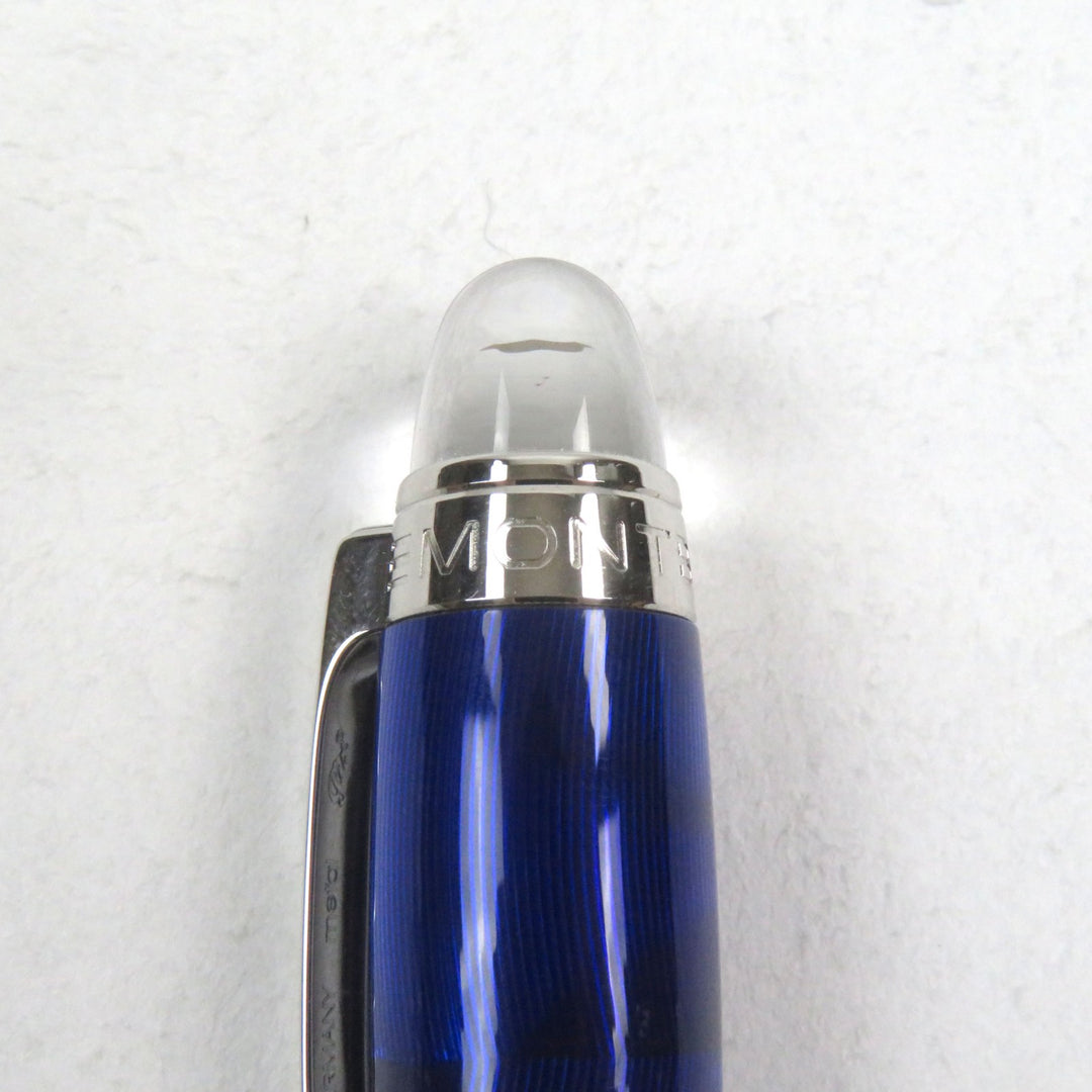 Excellent MONTBLANC fountain pen Starwalker Logo engraved White Star Cool blue K14 mens