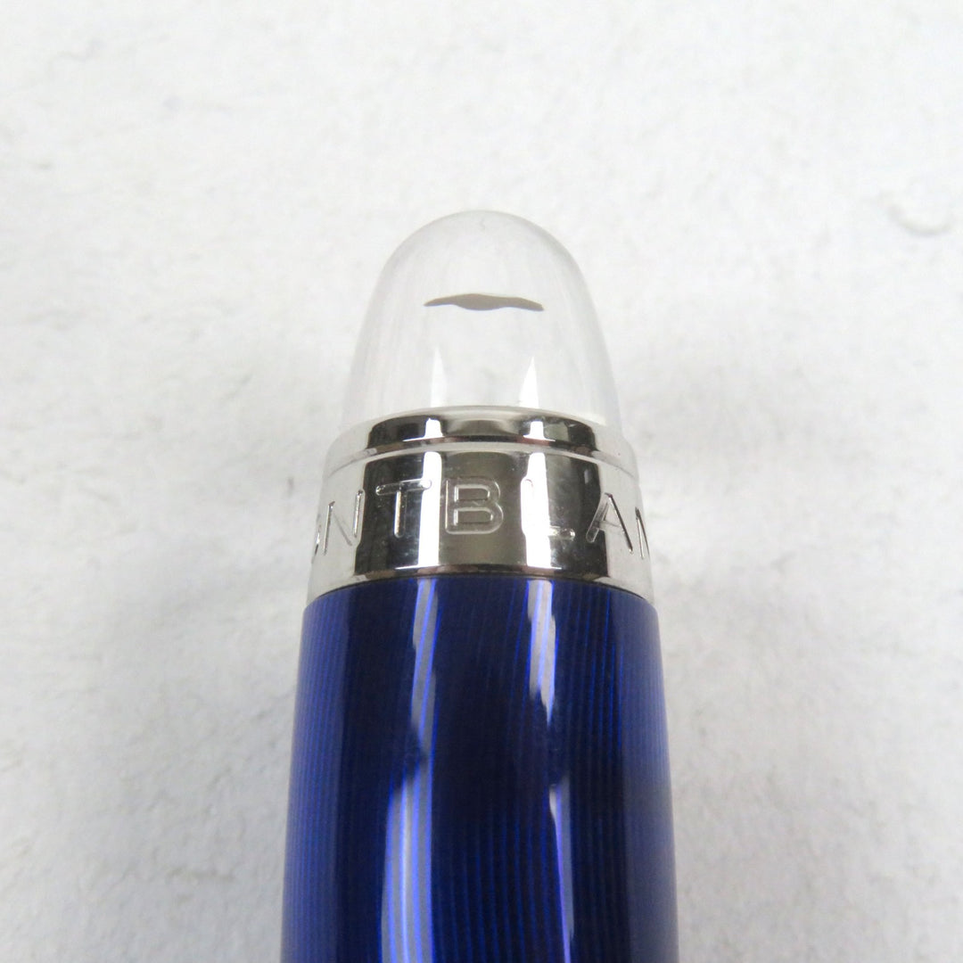 Excellent MONTBLANC fountain pen Starwalker Logo engraved White Star Cool blue K14 mens