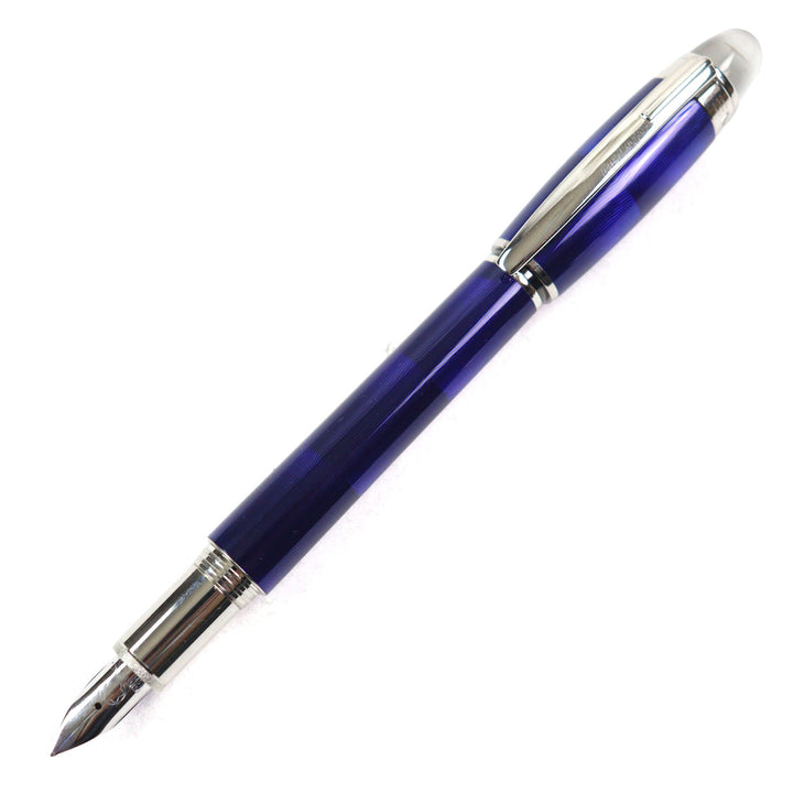 Excellent MONTBLANC fountain pen Starwalker Logo engraved White Star Cool blue K14 mens
