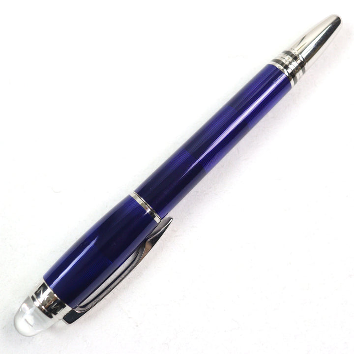 Excellent MONTBLANC fountain pen Starwalker Logo engraved White Star Cool blue K14 mens