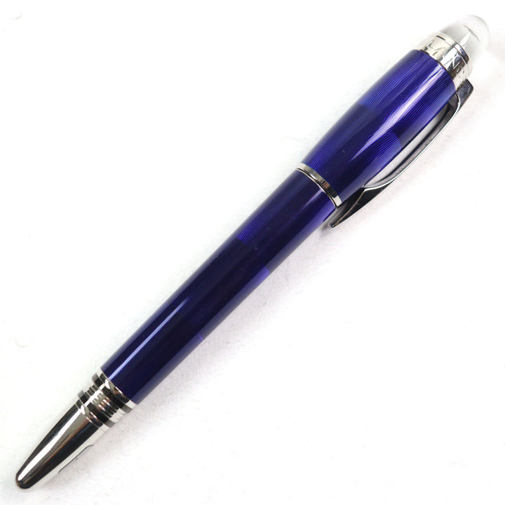 Excellent MONTBLANC fountain pen Starwalker Logo engraved White Star Cool blue K14 mens