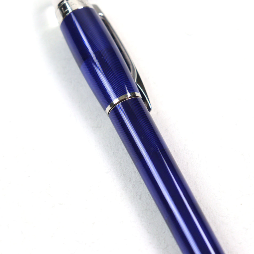 Excellent MONTBLANC fountain pen Starwalker Logo engraved White Star Cool blue K14 mens