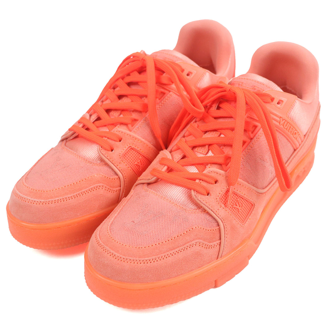Pristine LOUIS VUITTON Low cut sneakers LV Trainer Line Monogram denim Orange