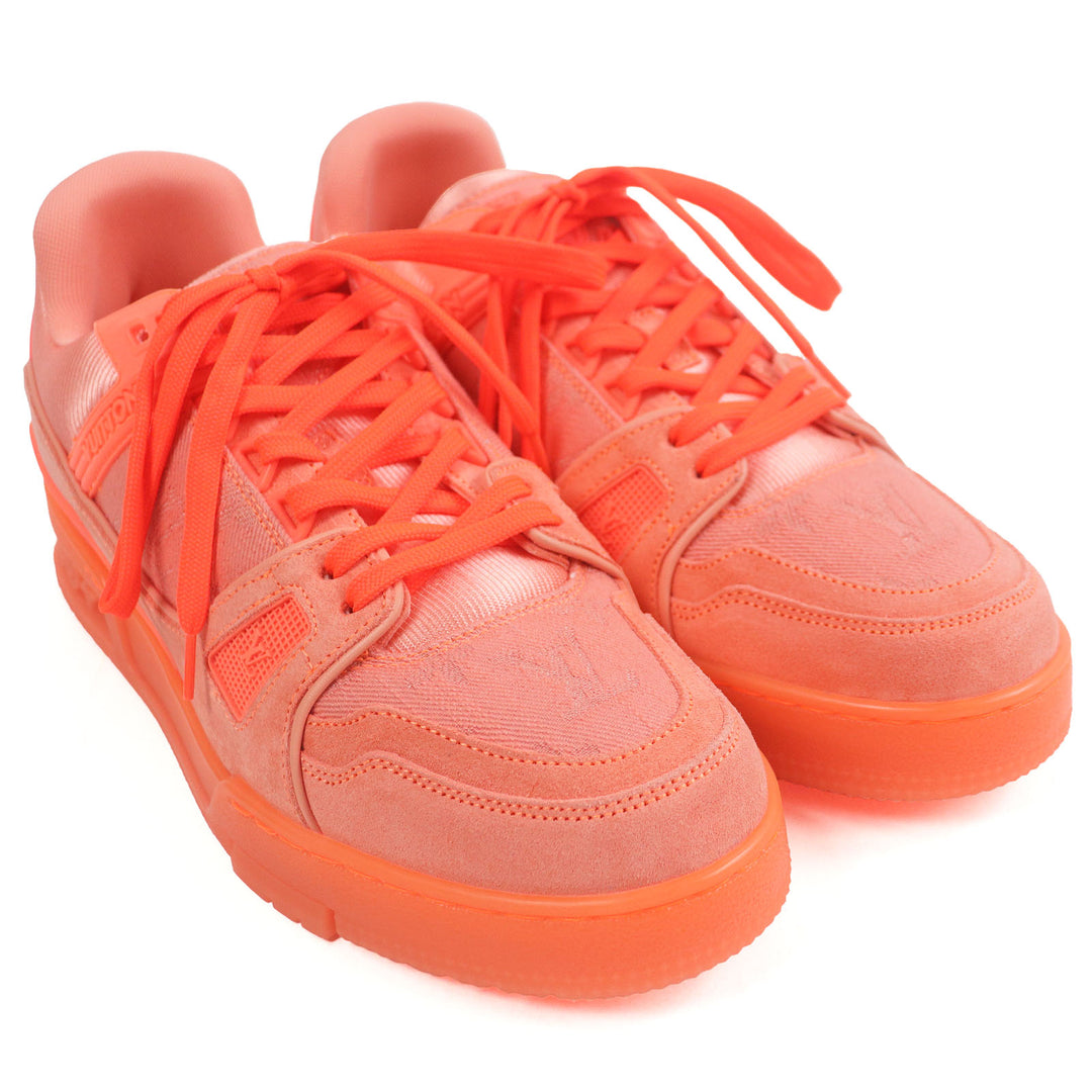 Pristine LOUIS VUITTON Low cut sneakers LV Trainer Line Monogram denim Orange