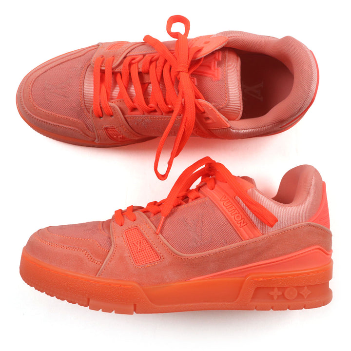 Pristine LOUIS VUITTON Low cut sneakers LV Trainer Line Monogram denim Orange