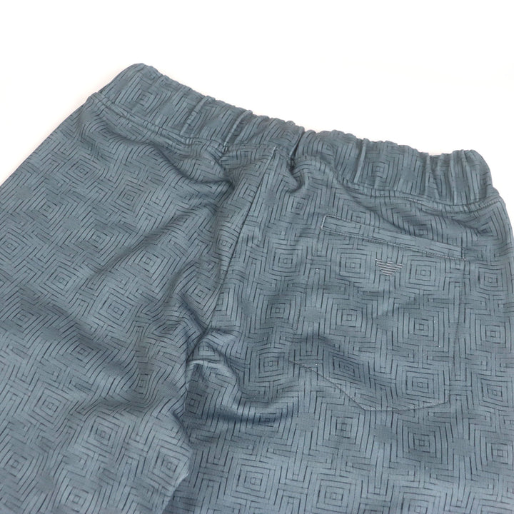 Excellent EMPORIO ARMANI Pants Black Tag All-Over Print Joggers Blue gray polyester mens S