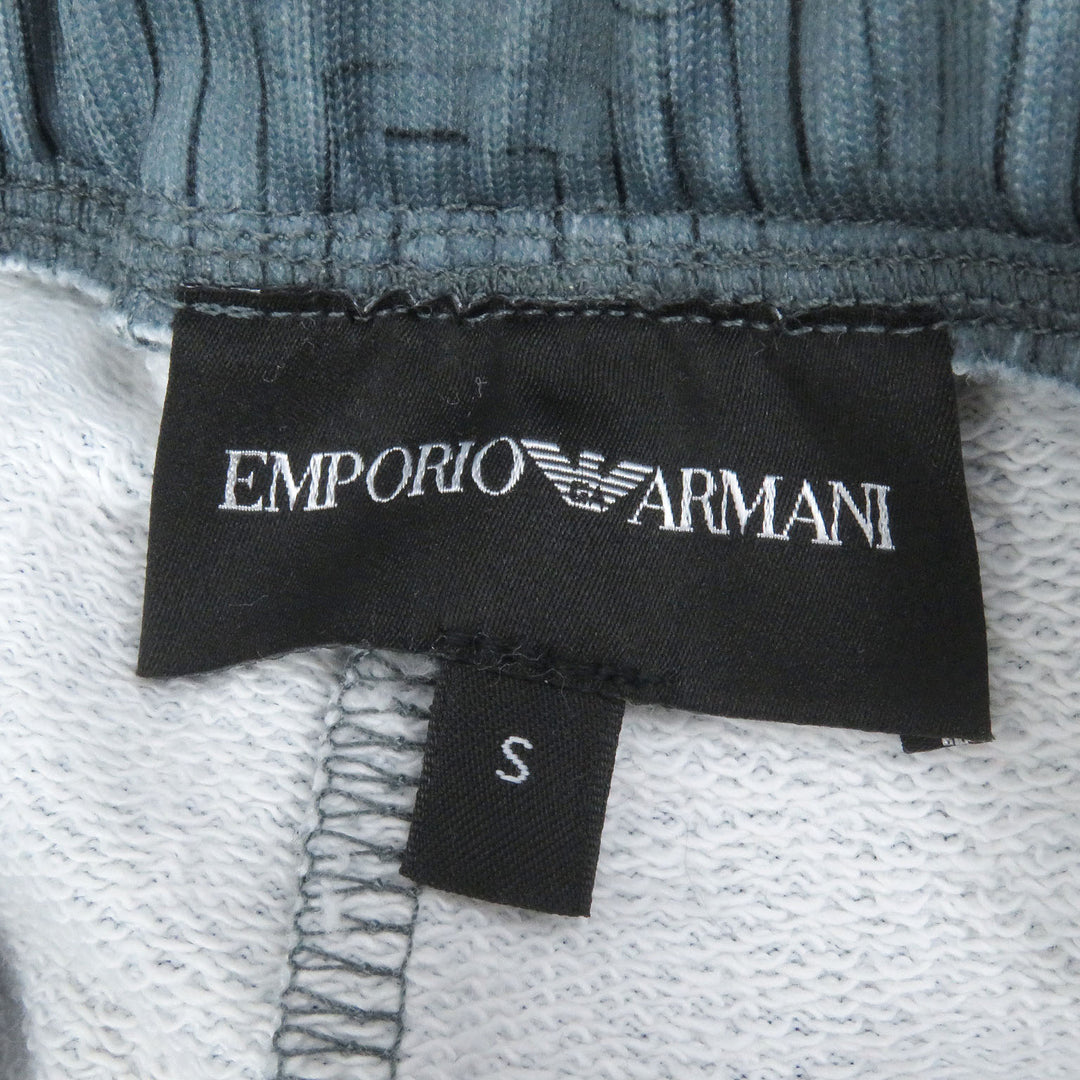 Excellent EMPORIO ARMANI Pants Black Tag All-Over Print Joggers Blue gray polyester mens S