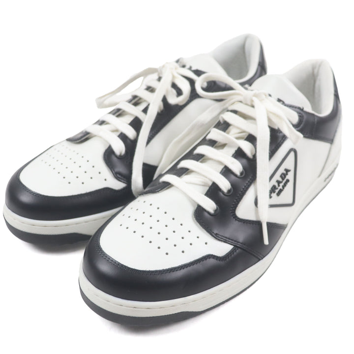 Excellent PRADA Low cut sneakers White black leather mens 8 2EE363