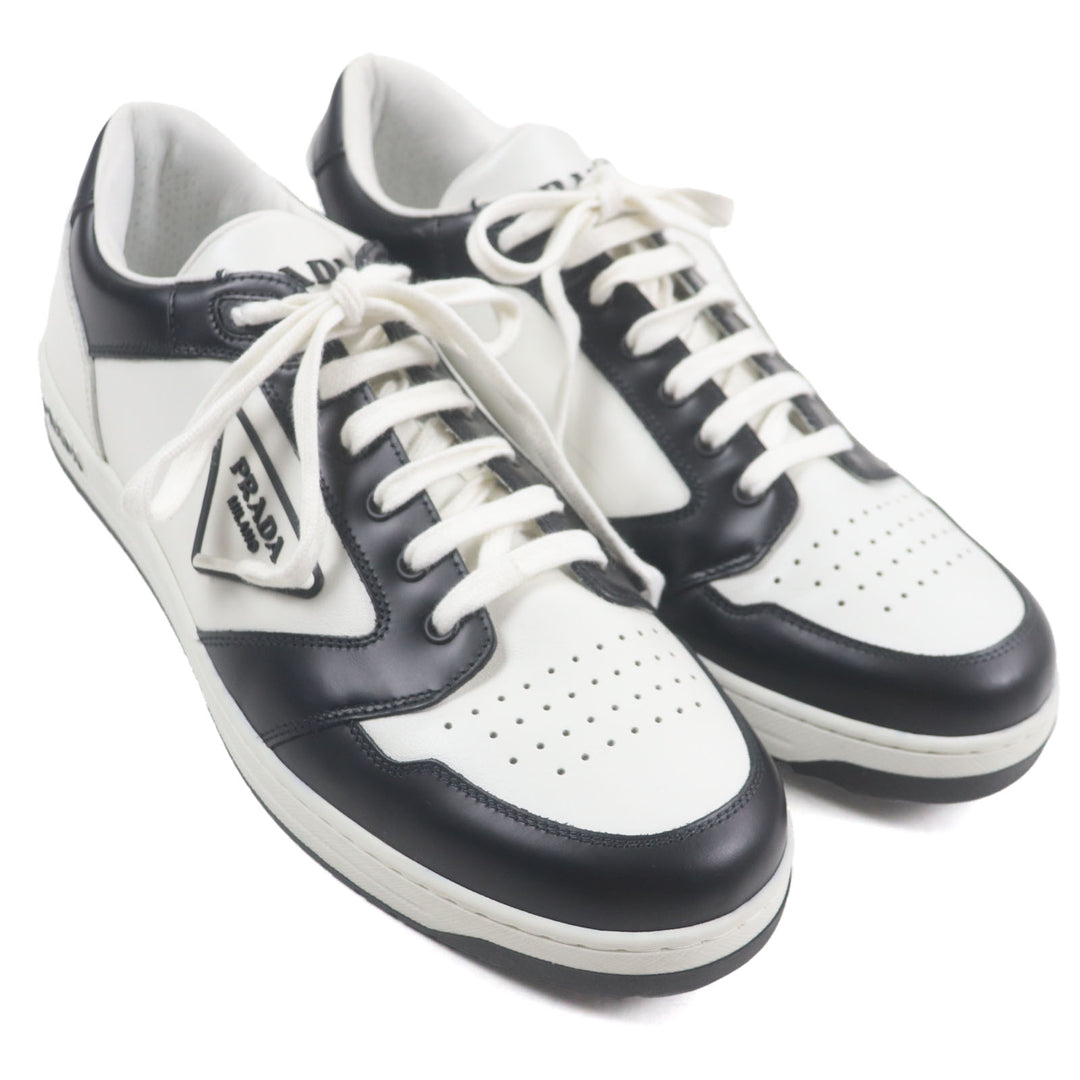 Excellent PRADA Low cut sneakers White black leather mens 8 2EE363