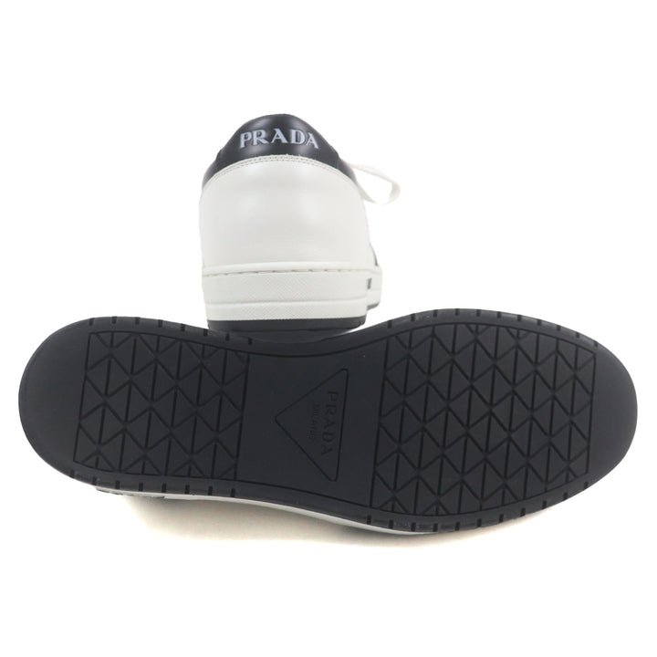 Excellent PRADA Low cut sneakers White black leather mens 8 2EE363