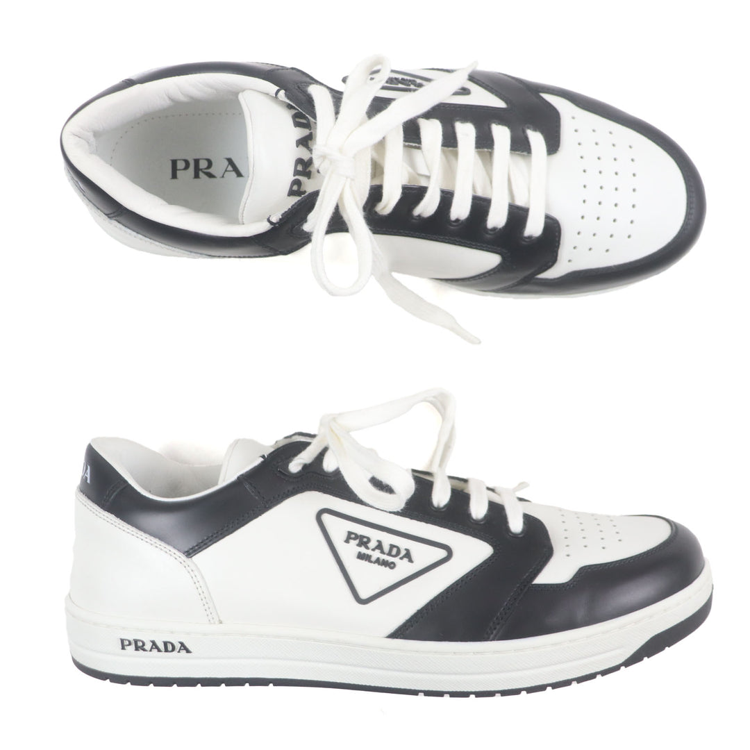 Excellent PRADA Low cut sneakers White black leather mens 8 2EE363