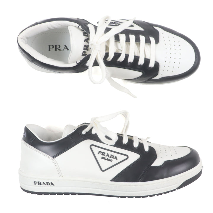 Excellent PRADA Low cut sneakers White black leather mens 8 2EE363