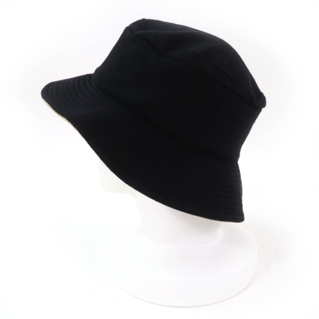 Excellent HERMES hat Cadena ZIP Bucket black cashmere Women 56