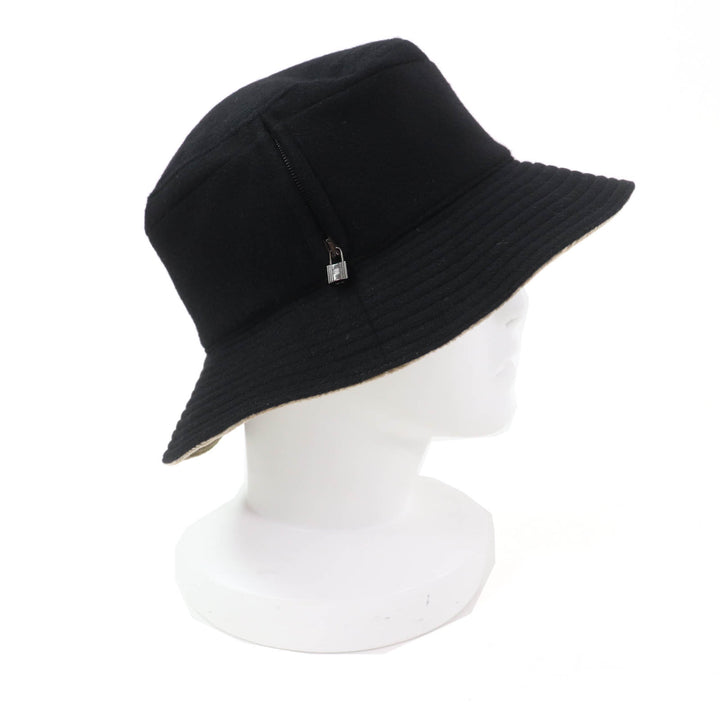 Excellent HERMES hat Cadena ZIP Bucket black cashmere Women 56