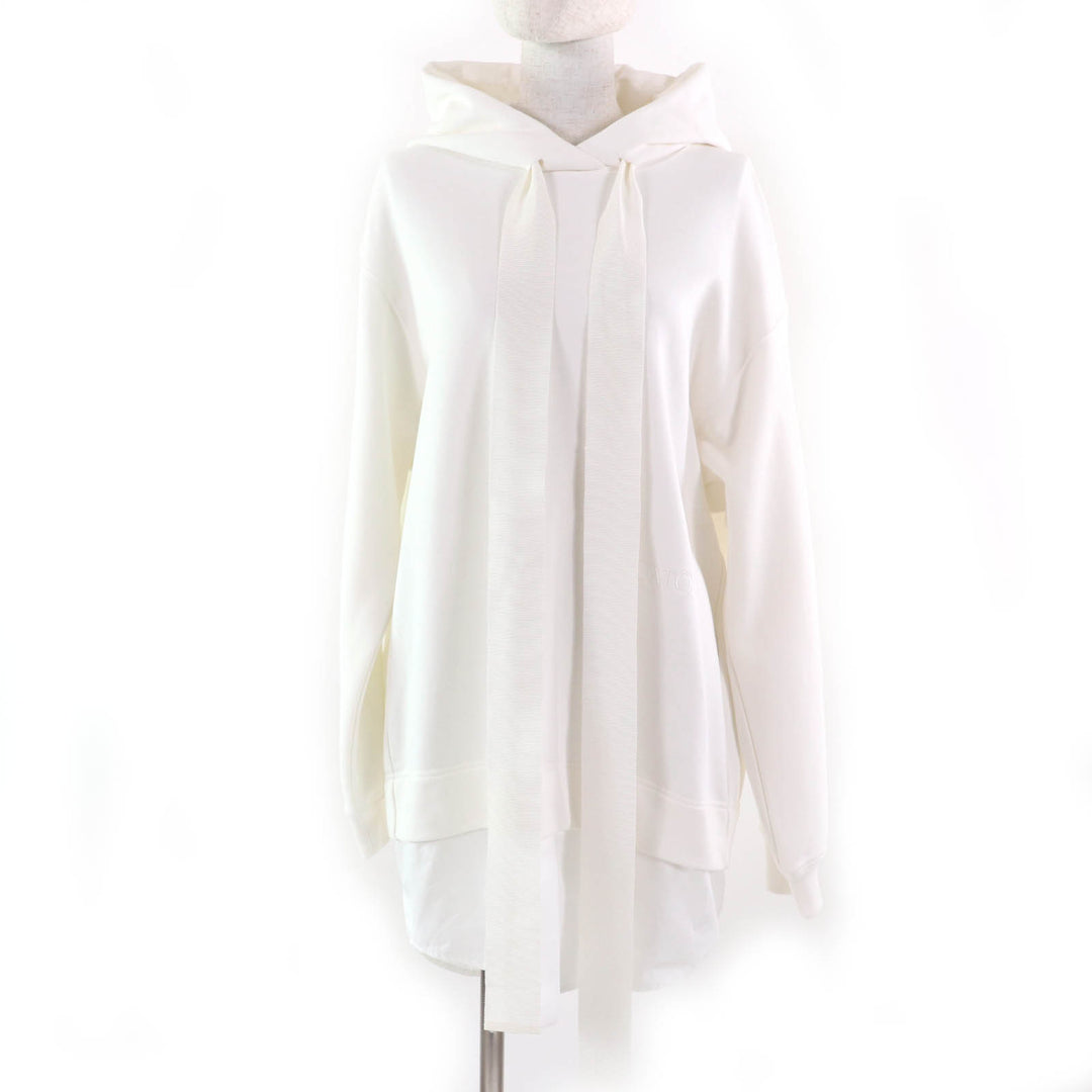 Great PATOU one piece Organic Cotton Trompe L'oeil Hoodie Dress white cotton